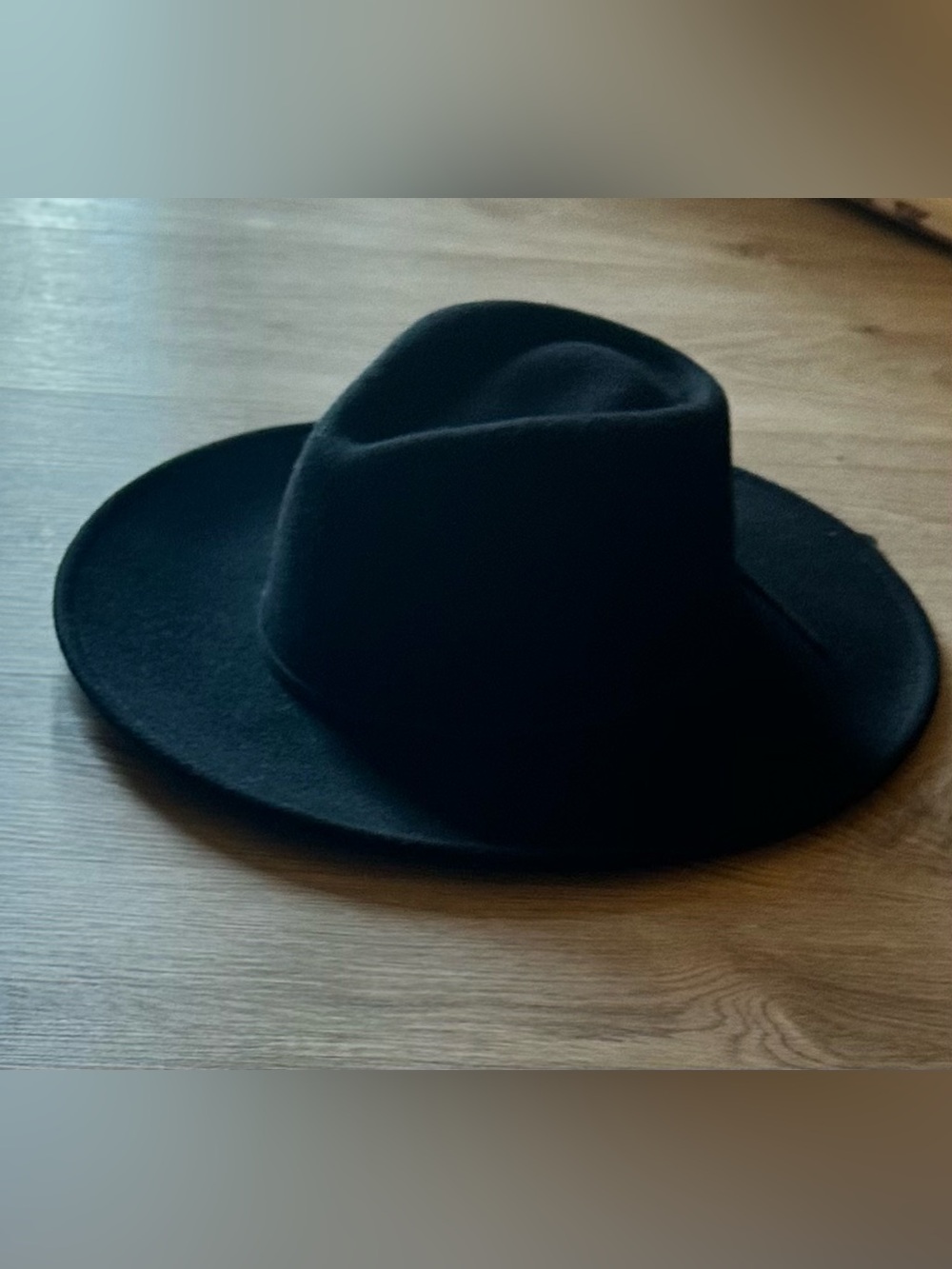 Wide Brim Black Felt Fedora Hat